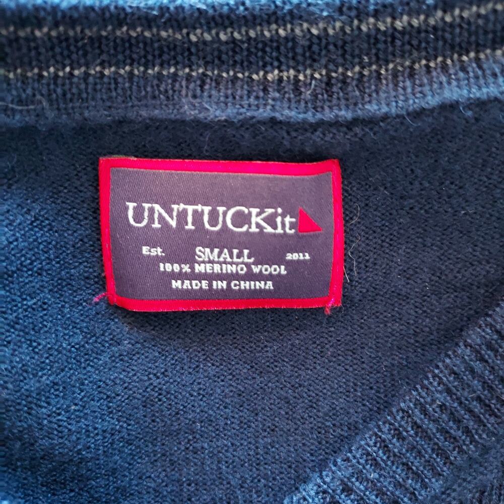 UNTUCKit Blue Merino Wool Sweater Size Small - Picture 10 of 10